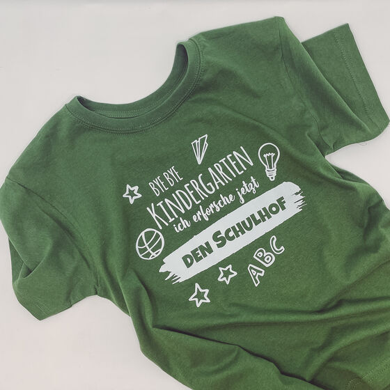 Shirtracer T-Shirt Mädchen "Bye Bye Kindergarten" – Lustiges Einschulungs-Shirt Aus Baumwolle